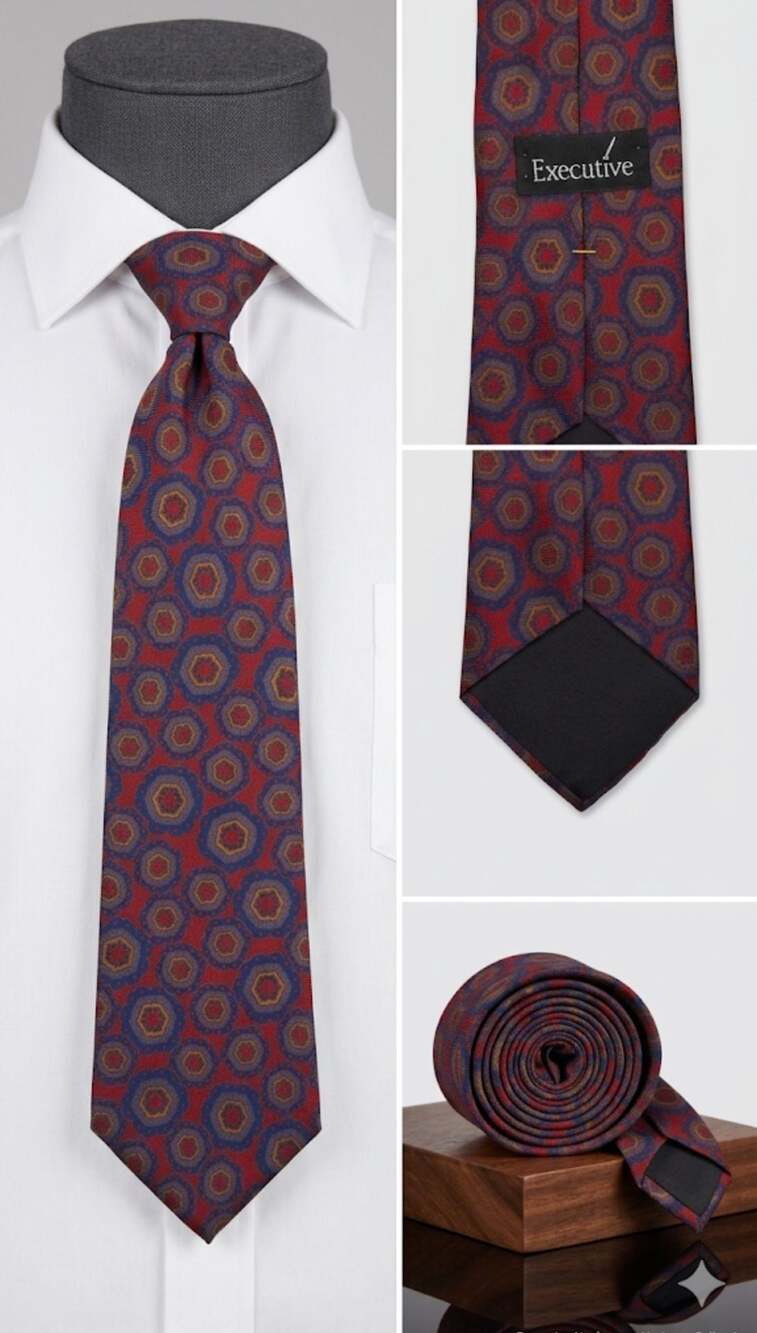 Executive Red Geometric Pattern Necktie
